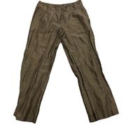 new york and company Brown Linen Wide Leg Pant Womens Low Rise Beach Boho 6