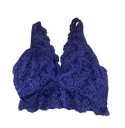 Smart & sexy signature lace deep v wireless purple/blue bralette