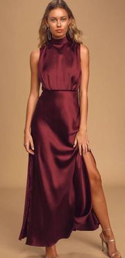 Wine Satin Formal Dress