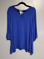 XL ROYAL BLUE 3/4 SLEEVE BLOUSE