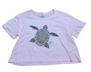 Guy Harvey women's large short sleeve crop turtle shirt beachy pink hawaii