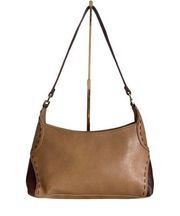 Y2K 90s style light dark brown stitched patchwork brown gold shoulder bag