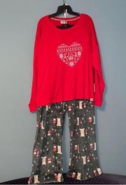 BearPaw 2-Piece Teddy Bear Pajama Set with Green Fleece Pants Size 3X