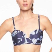 Athleta Aqualuxe Print Square Plunge Bikini in Blue || size small