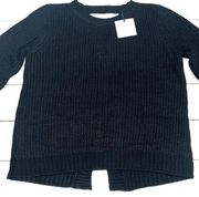 BB Dakota Black Loose Knit Sweater Leave It Open Split Back Small