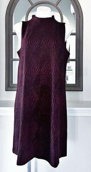 ECI New York Metallic Knit Mock Neck Sheath Dress, Burgundy, Size L New w/Tag