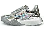 Alexander McQueen Court Mirror Iridescent Holographic Metallic Sneakers EU 39