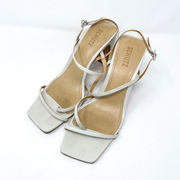 Schutz Amaia Pearl White Block Heel Thin Strappy Slingback Sandals 