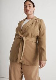 NWT Madewell The Plus Drapey Tie-Waist Blazer Tawny Olive Green