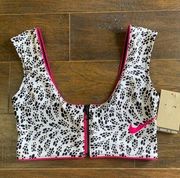 NWT  Swim Women’s Party Dots Crop Top Zipper Black White Hot Pink Medium $56