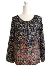 Orvis Blouse Top Multicolor Floral Print Long Sleeve Blouse Top Size Small