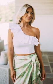 These Three Boutique One Shoulder Ruffled Crop Top