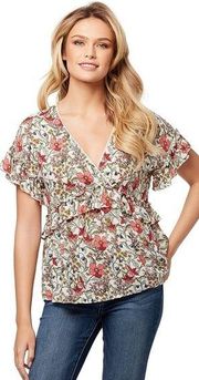 NWT Jessica Simpson Ashby Ruffle Blouse | Gardenia Multicolor Floral