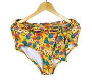 NWT Modcloth Yellow Ultra High-Rise Poppy Floral Yellow Purple Bikini Bottom-XL