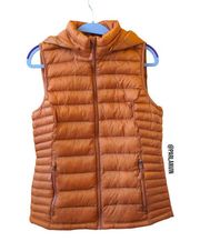 Thermal Lightweight Puffer Vest Detachable Hood Orange Size XS