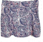 Title Nine Womens Paisley Athletic Skort Zip Pockets Pull On Blue Pink Medium