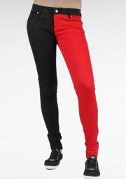 Tripp NYC Black & Red Split Leg Skinny Jeans Size 1