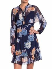 NWT Velvet Torch XL Blue Floral Dress Sheer Overlay Nordstrom