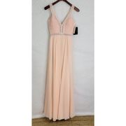 NWT Basix Black Label Womens Prom Dress Size 2 Pink Lace Maxi Sleeveless