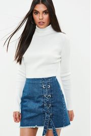 Eyelet Denim Skirt