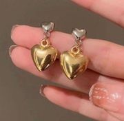 18K Gold Plated Love Heart Dangle Drop Earrings for Women