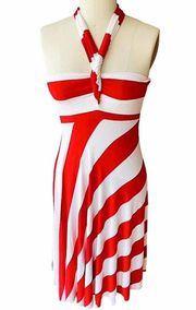 ELAN 8 Way Stripe Tie Skirt Convertible Red & White Dress ~ Women's Size MEDIUM