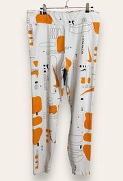 Nike  Leggings Women Size XL White Orange Black Graphic Abstract‎ Pattern Workout