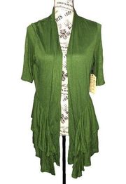 Live and Let Live MEDIUM NWT Green Layer Waterfall Short Sleeve Cardigan