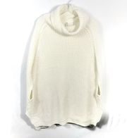 Zenana Premium Ivory White Chunky Knit Sleeveless Turtleneck Sweater Large L