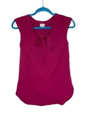 Maroon Tie Neck Sleeveless Blouse