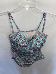 Apt 9 Tankini Womens Size XL Multicolor Geometric Swimsuit Swim Top Nylon