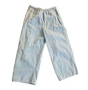 Allen Allen USA Wide Leg Cropped Light Blue Comfort Drawstring Pants Women Small