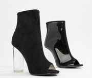 Asos Public Desire Woke Smoke Clear Detailed Heeled Ankle Boots UK 5