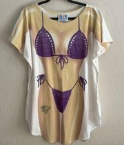 My Bikini LA Imprints T Shirt Beach Swim Coverup Vintage 90s NWOT one size