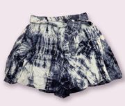 Angie blue tie dye belted tie front shorts