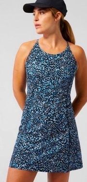 Athleta Infinity dress built in with shorts blue leopard Sz M