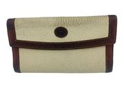 VINTAGE Dooney & Bourke Pebbled Ivory Leather With Tan Trim Classic Wallet Duck