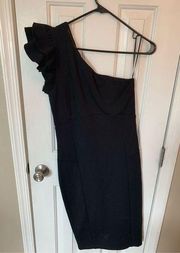 Nordstrom black dress off the shoulder with ruffle size small