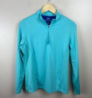 Peter Millar Element Performance 1/4 Zip Top Womens Size Medium Blue Golf Active