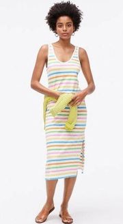 J.Crew  U-Neck Tank Dress in Rainbow Stripe Size Small