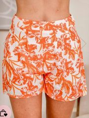 NWOT Orange Hawaiian Print High Waist Shorts