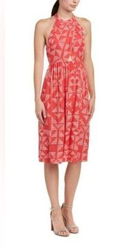 Splendid Halter With Keyhole Opening Sail Print Dress Size:  Medium Coral/Red