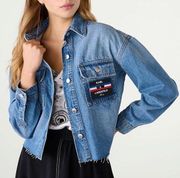 Karl Lagerfeld frayed hem denim shacket sz XL