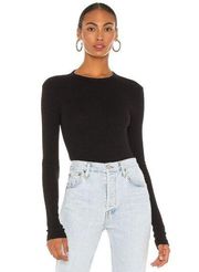 $185 NWT RE/DONE x HANES WOMEN'S BABY LONG SLEEVE BLACK TEE SZ S