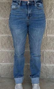 Judy Blue high rise Straight Leg with Wide Cuff jeans SIZE 32