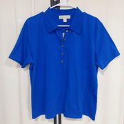 MICHAEL  Women's Radiant Blue Short Sleeve Polo Shirt Size XL