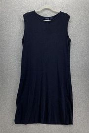 Hillard & Hanson Women's Dress Solid Navy Blue Sleeveless Size Large USA Made