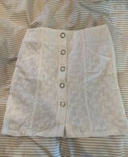 White Floral Embroidered Skirt