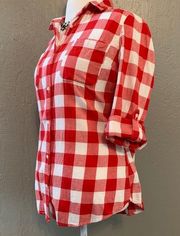 Old Navy Red & White Plaid Flannel