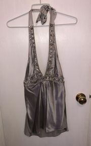 Grey Silk Victoria Secret Blouse Small